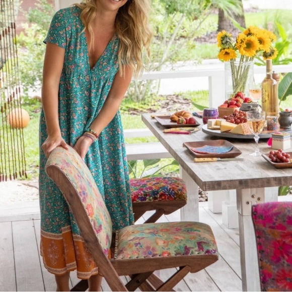 Natural Life Midi Dress NWT Pockets Avery Button Front Jade Floral Boho XL - Picture 3 of 13